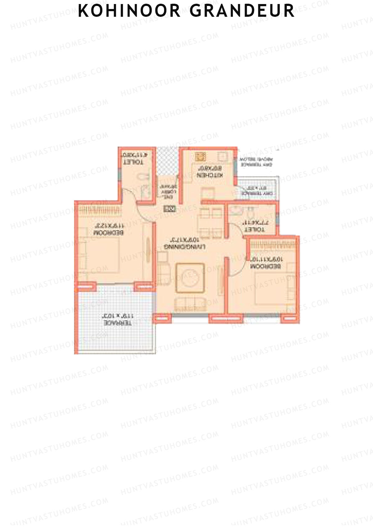 Kohinoor Grandeur Wing B Unit 3 Floor Plan