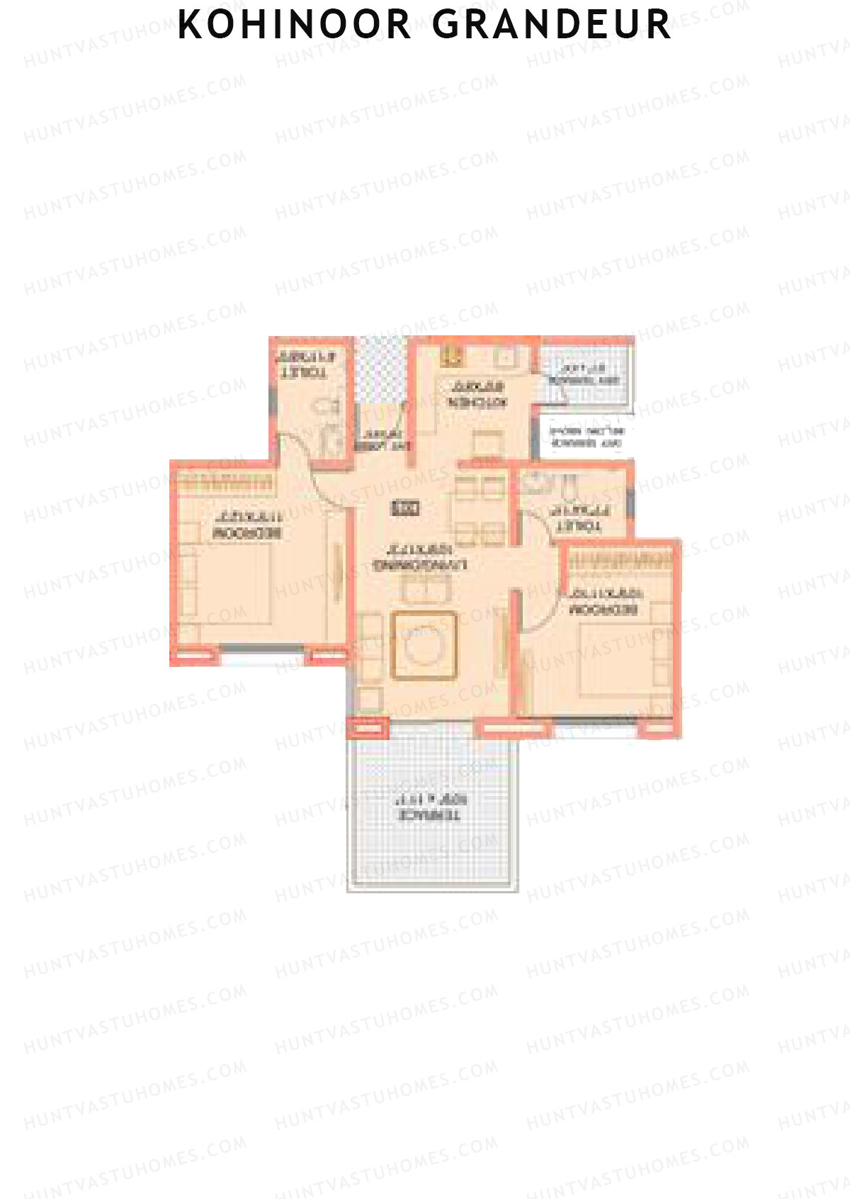 Kohinoor Grandeur Wing B Unit 3 Floor Plan