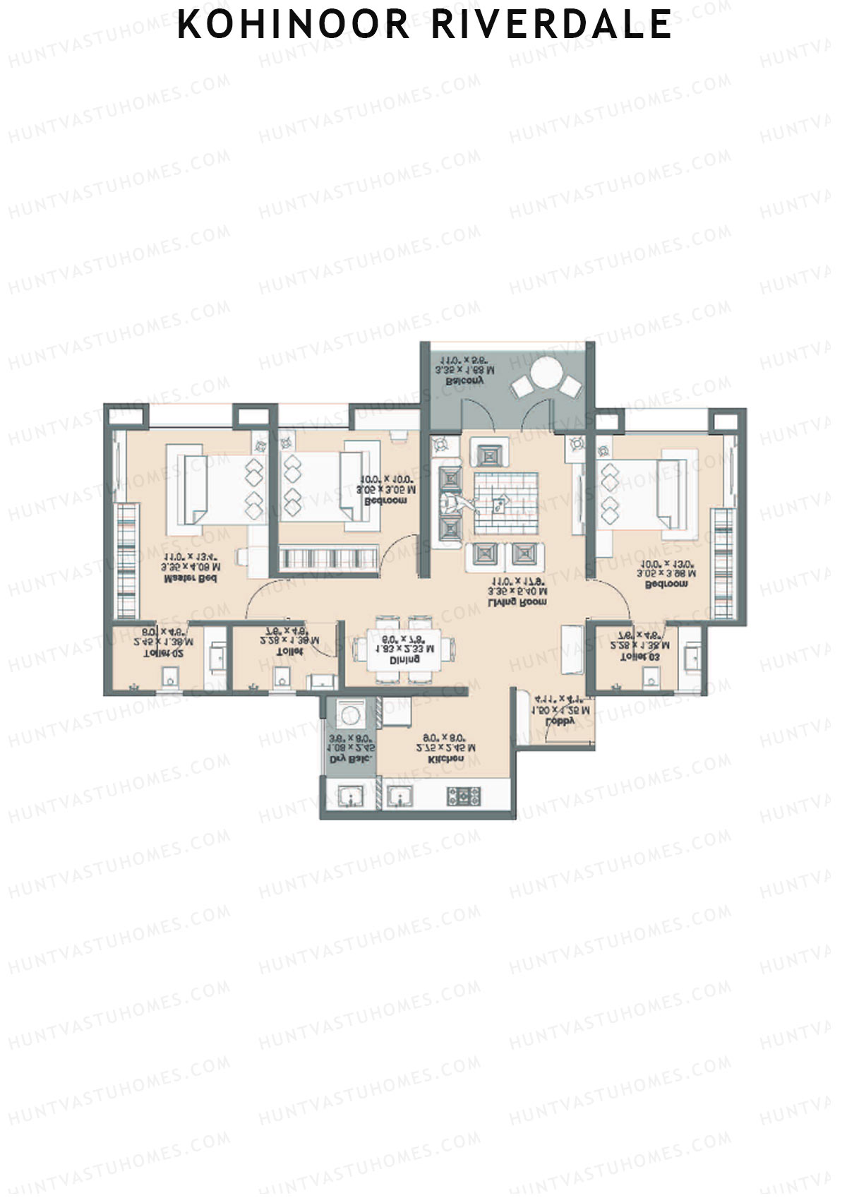 Kohinoor Riverdale Tower A1 Unit 1 Floor Plan