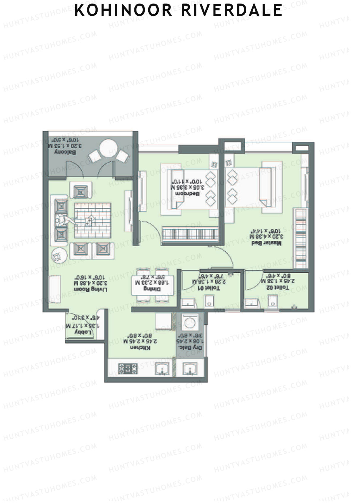 Kohinoor Riverdale Tower A2 Unit 3 Floor Plan