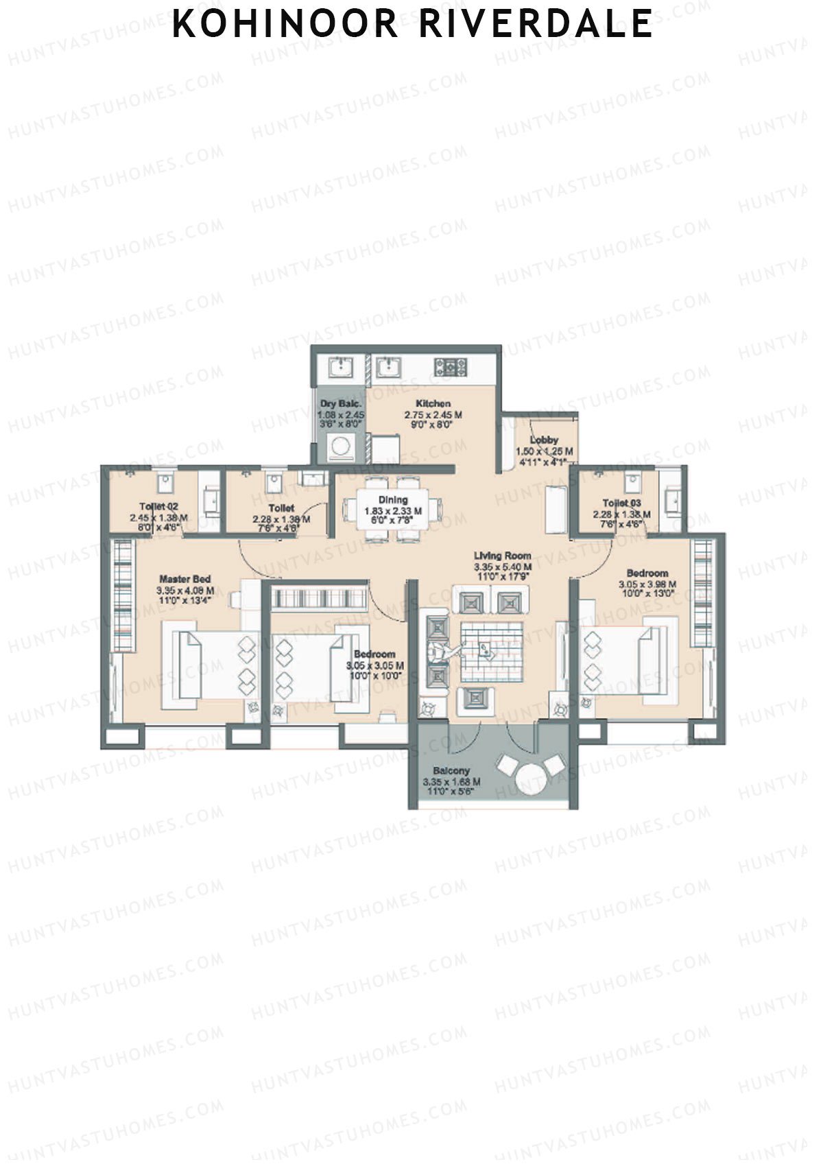 Kohinoor Riverdale Tower A2 Unit 8 Floor Plan