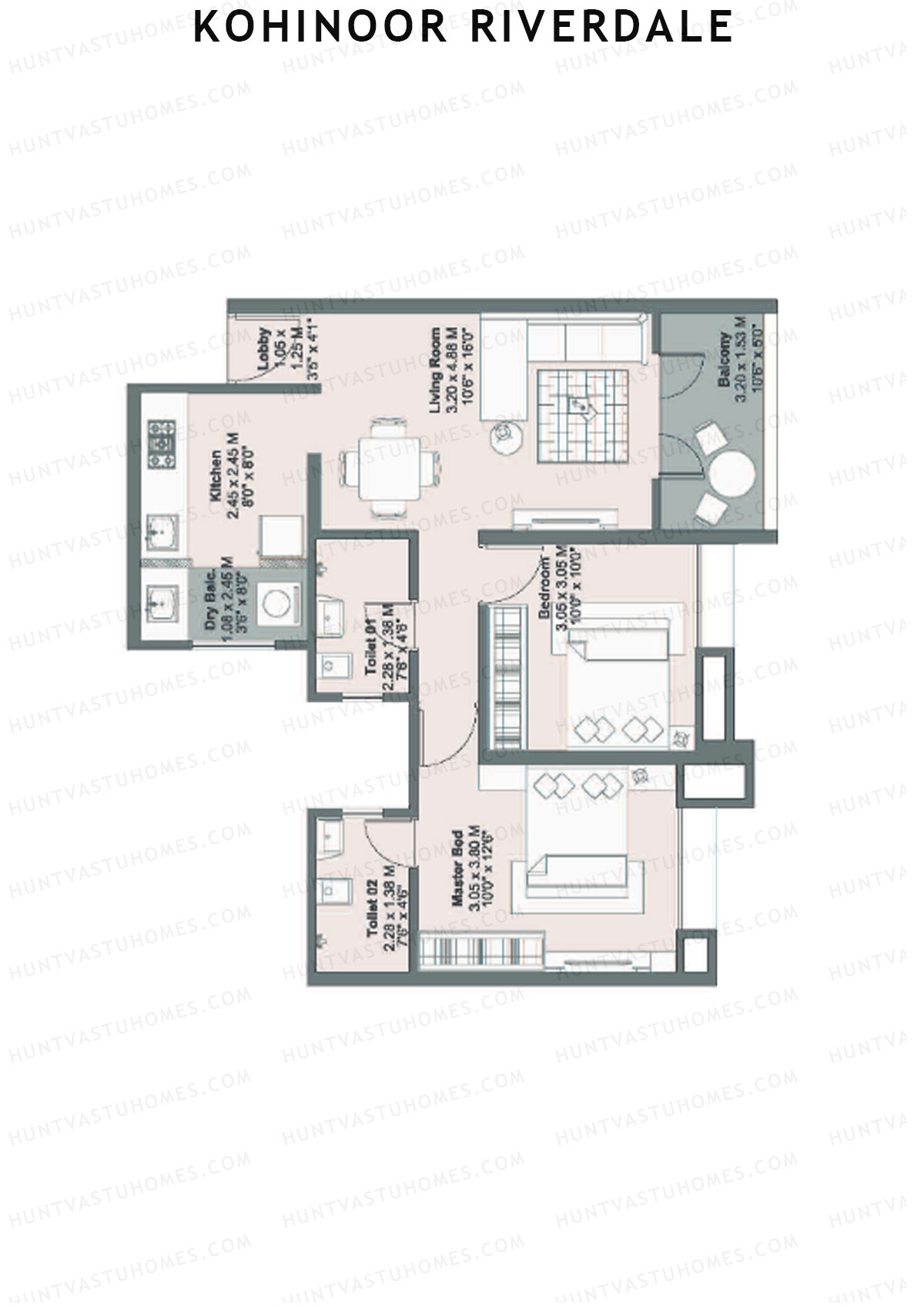 Kohinoor Riverdale Tower A3 Unit 2 Floor Plan