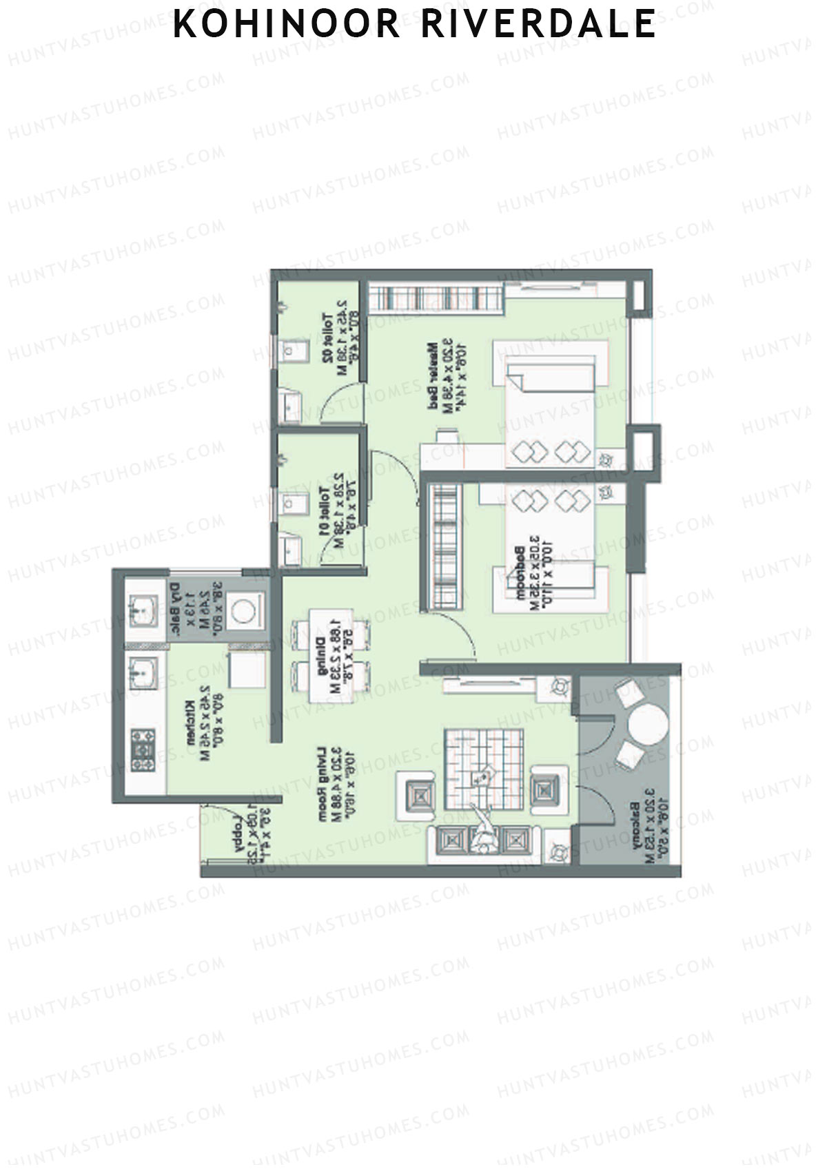 Kohinoor Riverdale Tower A3 Unit 3 Floor Plan