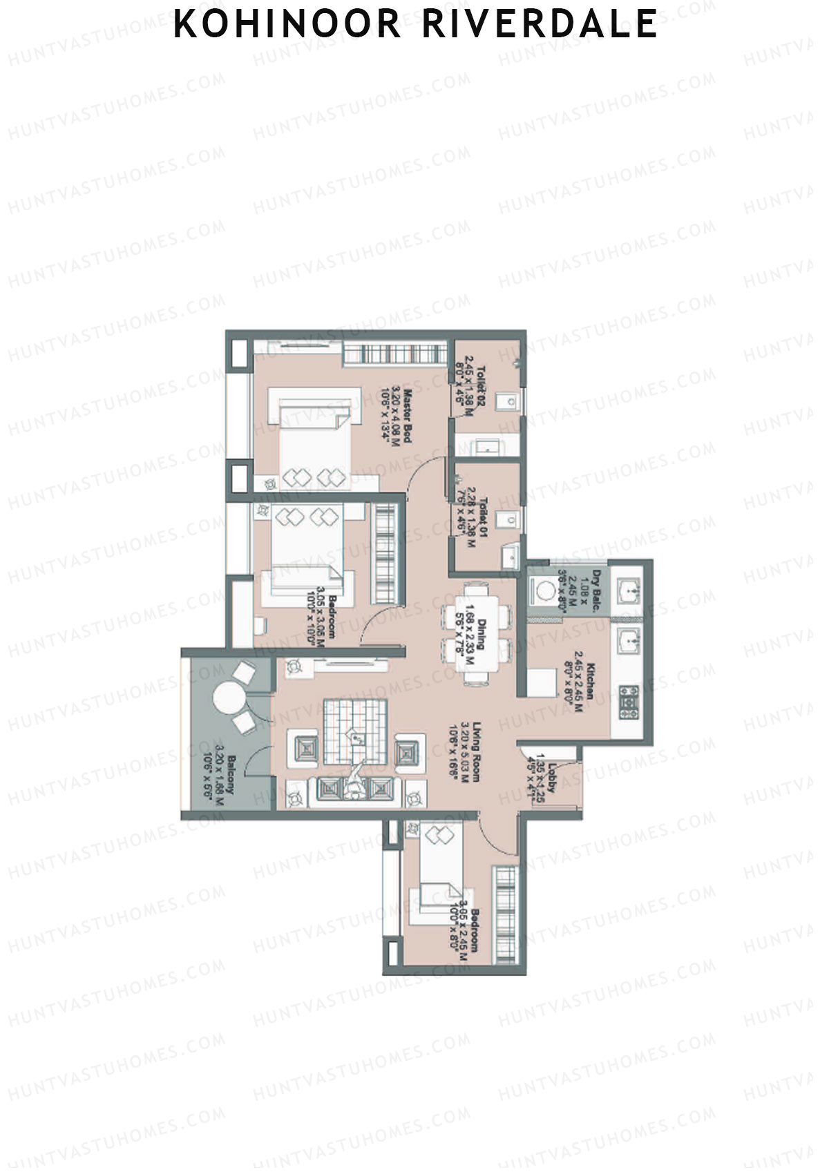 Kohinoor Riverdale Tower A3 Unit 5 Floor Plan