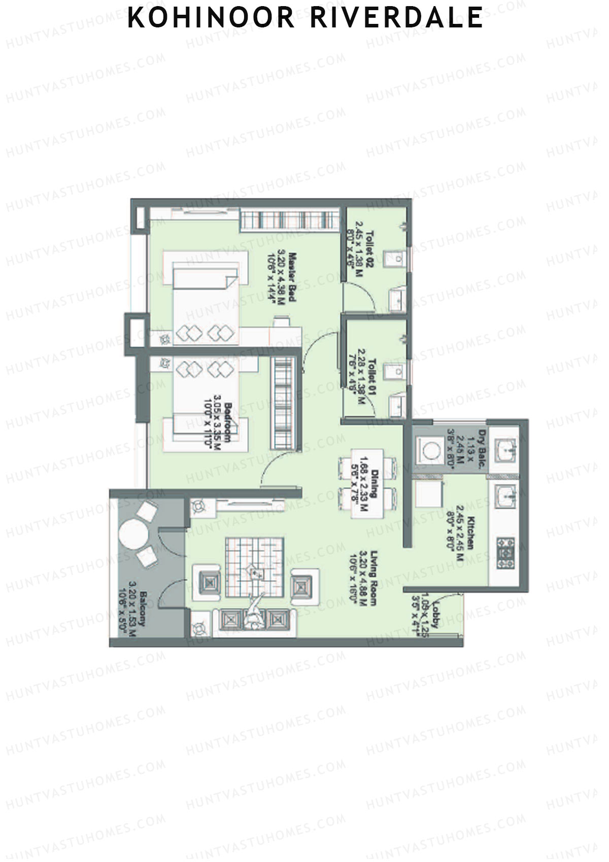 Kohinoor Riverdale Tower A3 Unit 8 Floor Plan