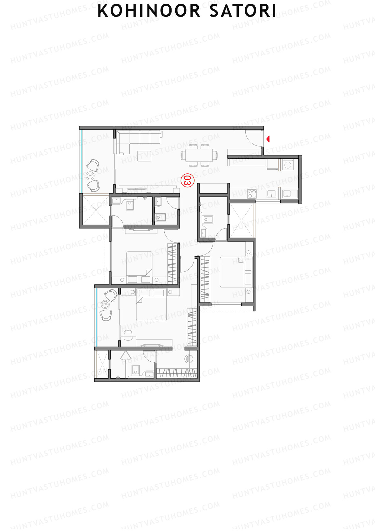 Kohinoor Satori Tower B3 Unit 3 Floor Plan