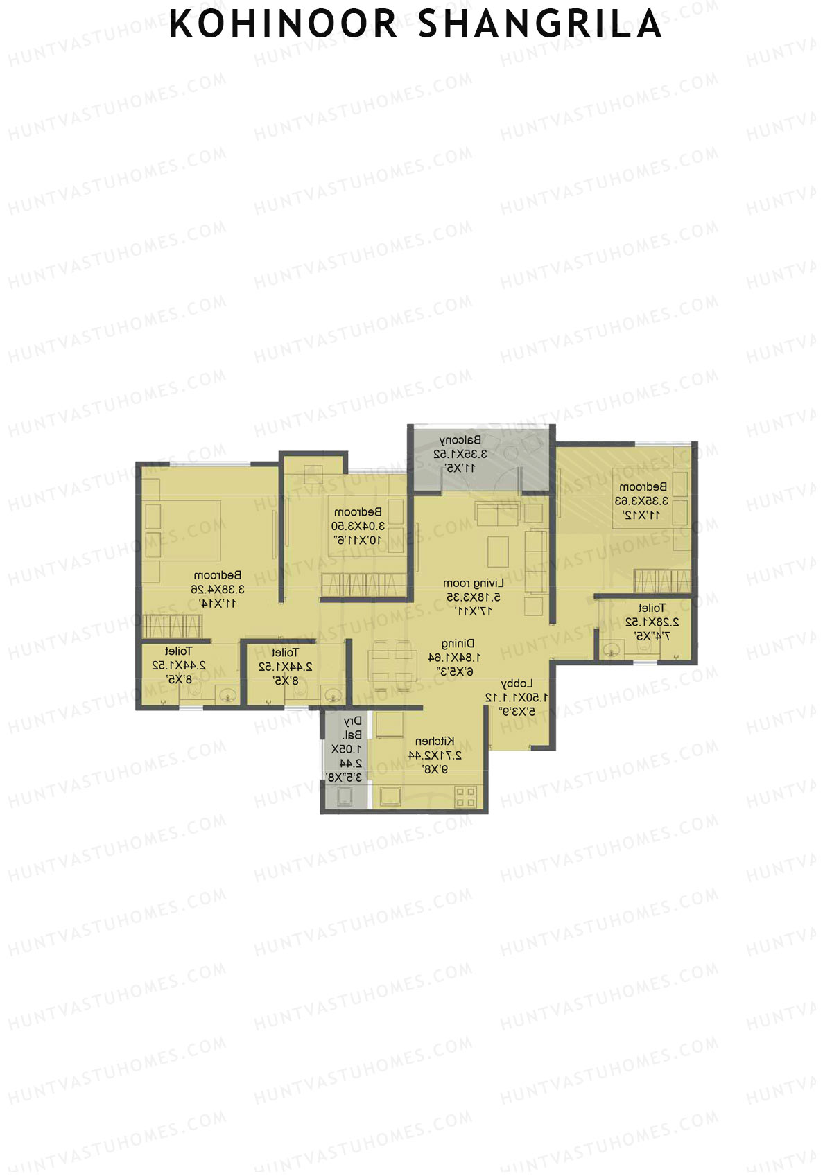 Kohinoor Shangrila Tower B Unit 1 Floor Plan