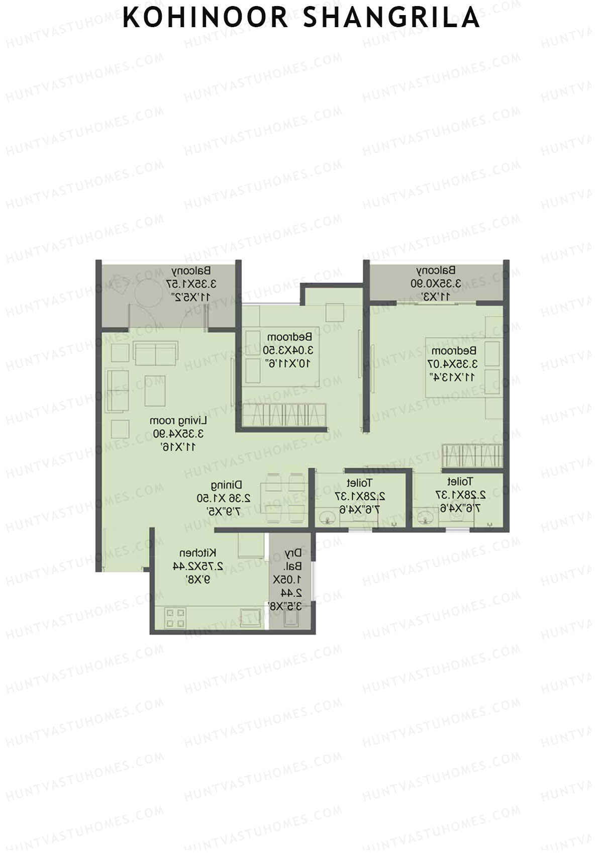 Kohinoor Shangrila Tower B Unit 2 Floor Plan
