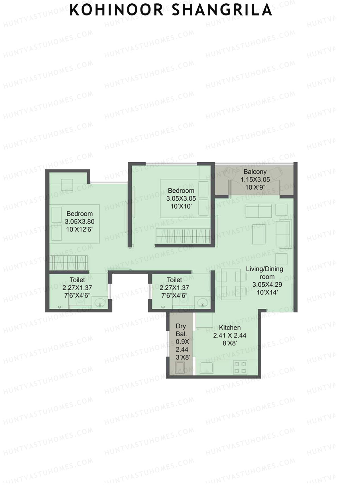 Kohinoor Shangrila Tower B Unit 3 Floor Plan