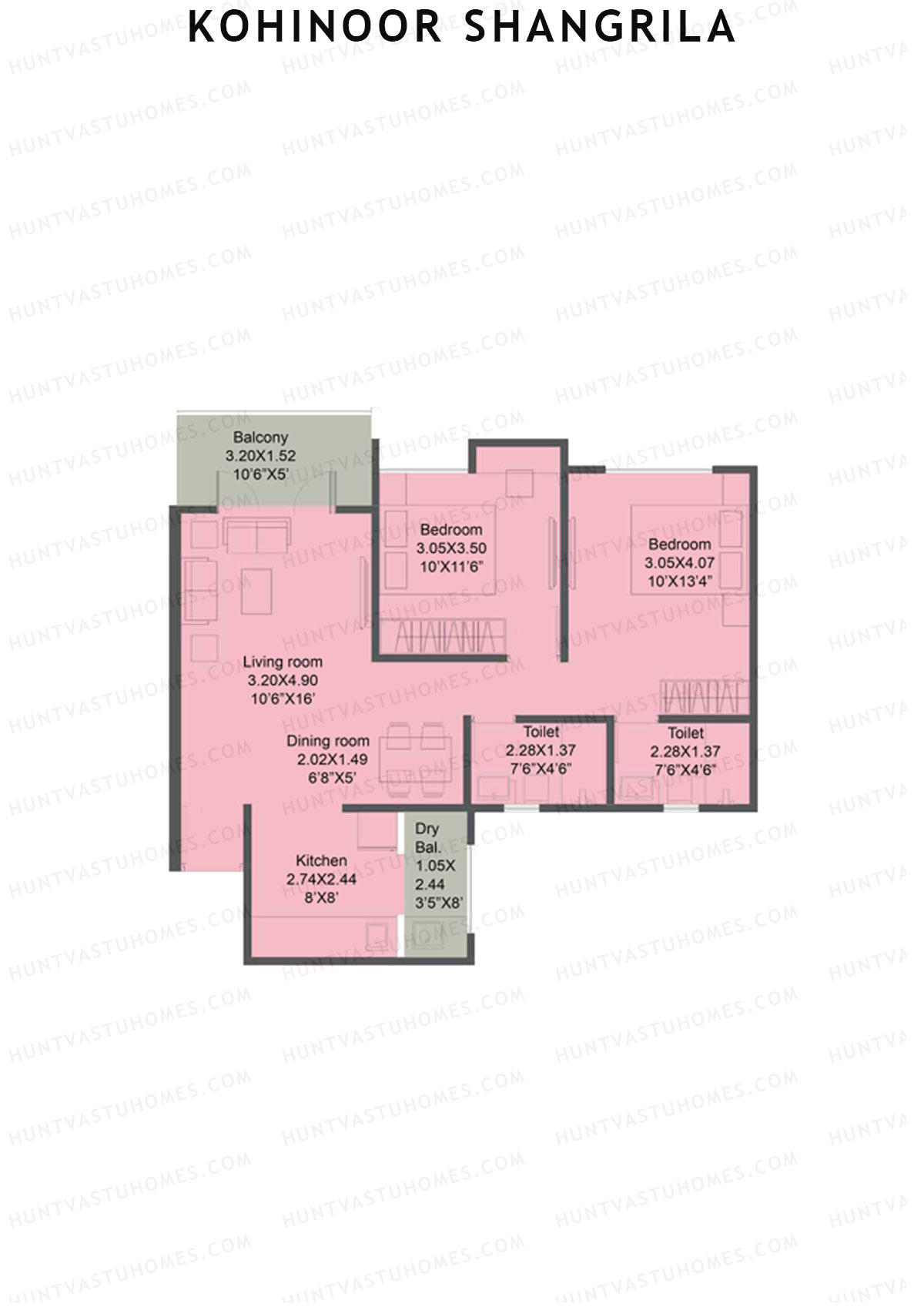 Kohinoor Shangrila Tower F Unit 2 Floor Plan
