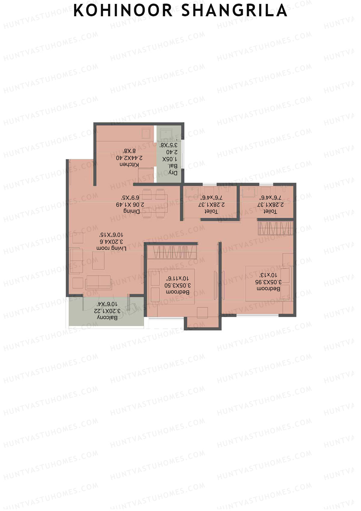 Kohinoor Shangrila Tower F Unit 3 Floor Plan