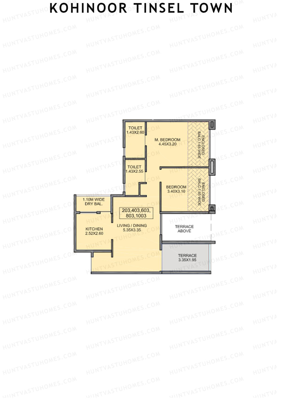 Kohinoor Tinsel Town Tower E Unit 3 (Type 2A) Floor Plan