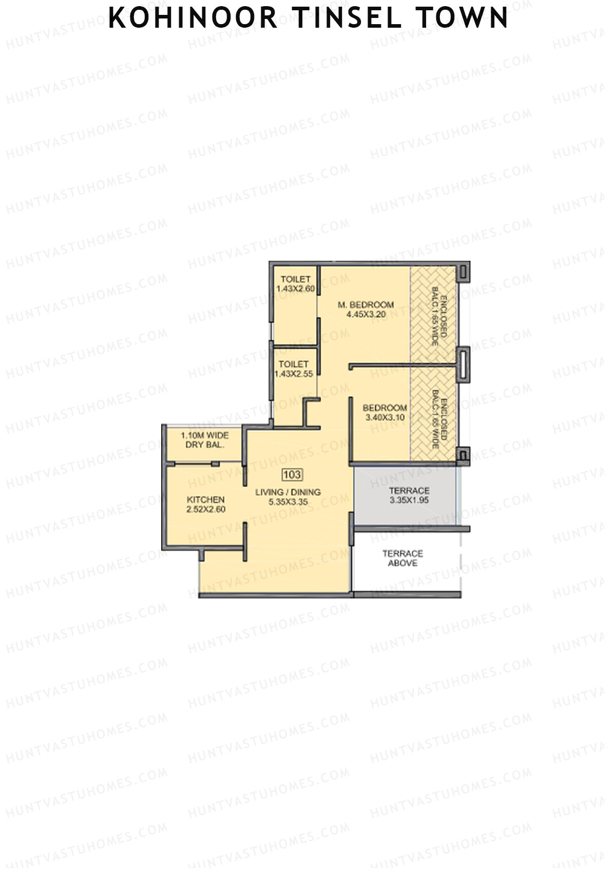 Kohinoor Tinsel Town Tower E Unit 3 (Type 2A) Floor Plan