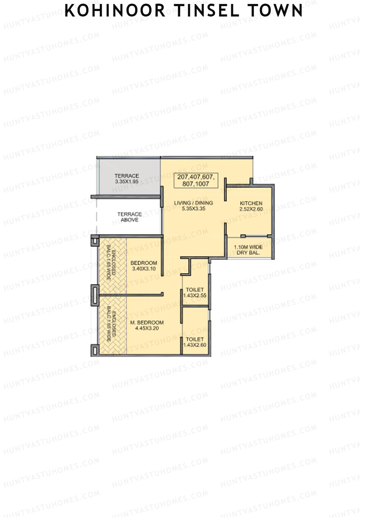 Kohinoor Tinsel Town Tower E Unit 7 (Type 2C) Floor Plan