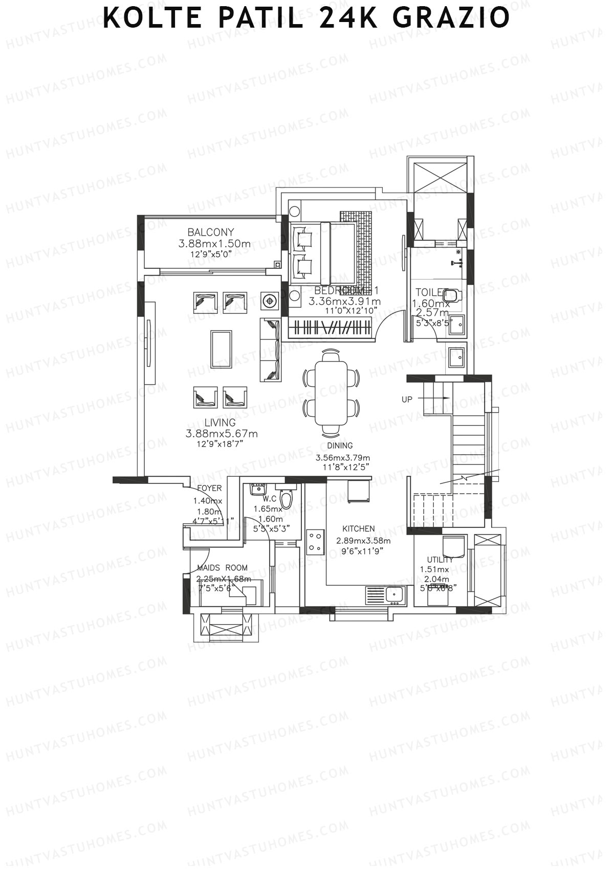 Kolte Patil 24K Grazio Tower A Unit 22 (Type DU) Floor Plan