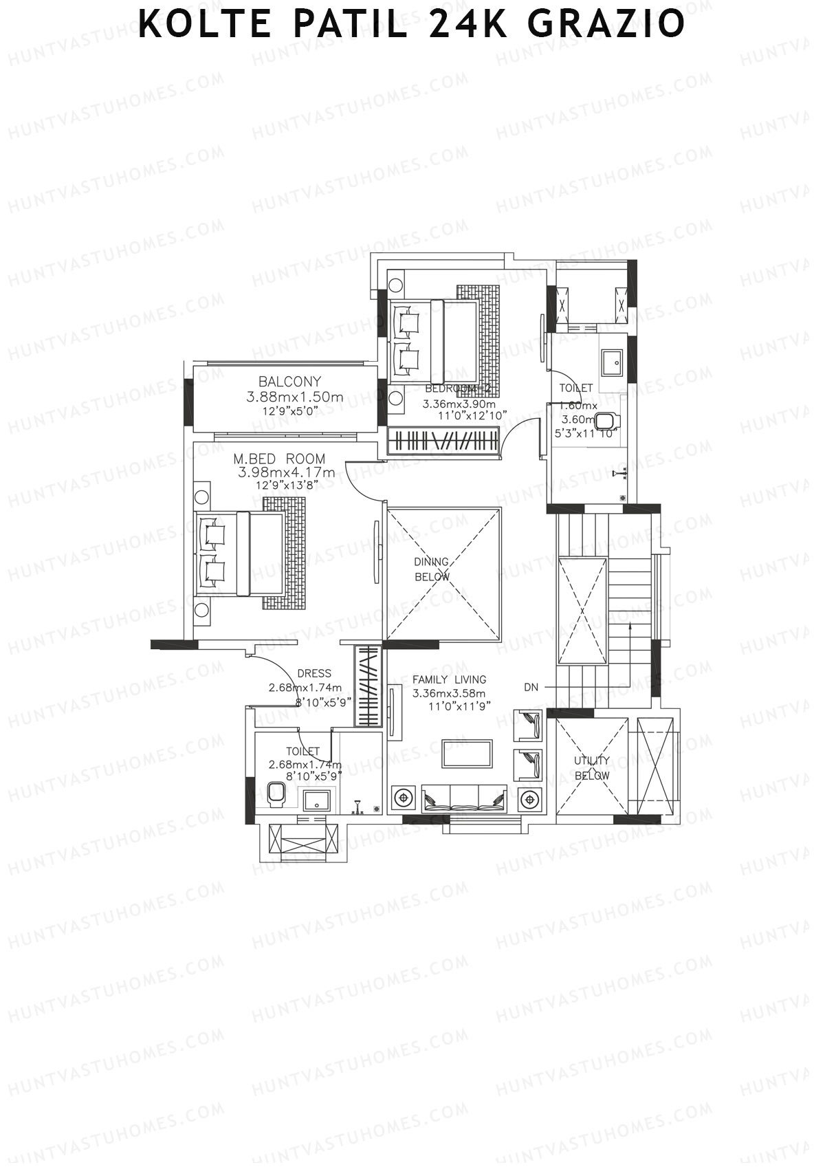Kolte Patil 24K Grazio Tower A Unit 22 (Type DU) Floor Plan