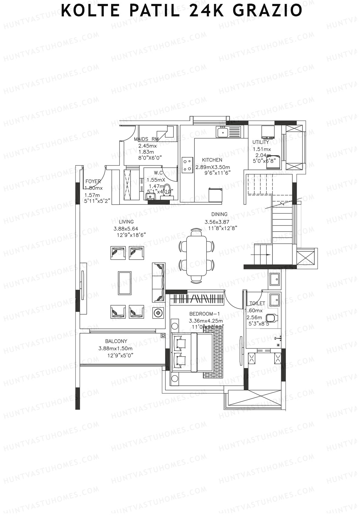 Kolte Patil 24K Grazio Tower A Unit 24 (Type DU) Floor Plan