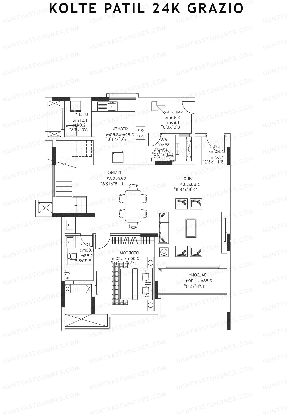 Kolte Patil 24K Grazio Tower A Unit 25 (Type DU) Floor Plan