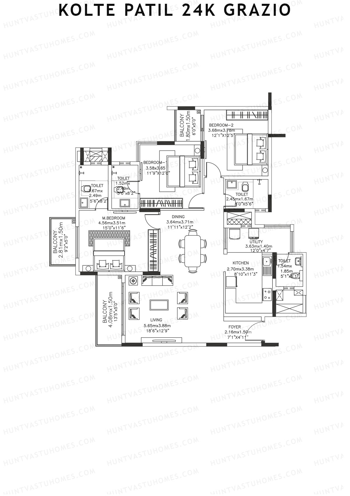 Kolte Patil 24K Grazio Tower A Unit 2  Floor Plan