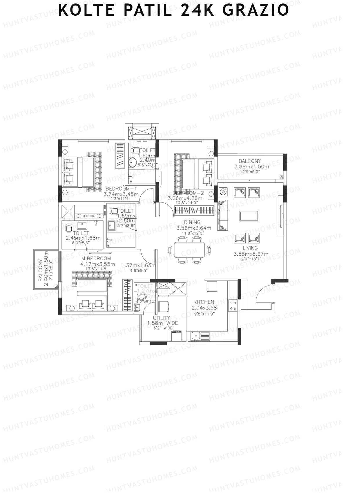 Kolte Patil 24K Grazio Tower A Unit 3  Floor Plan