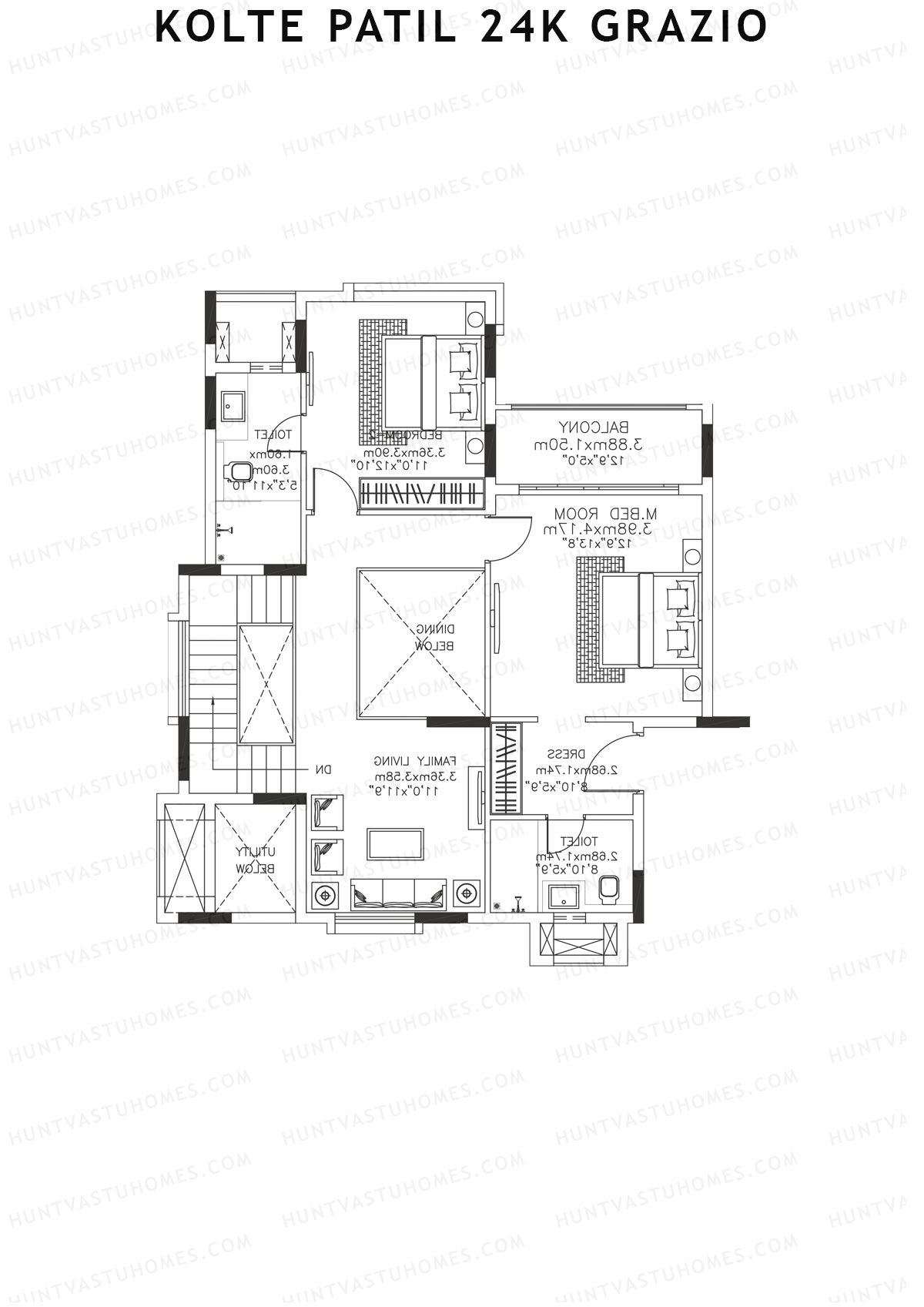 Kolte Patil 24K Grazio Tower A Unit 7 (Type DU) Floor Plan