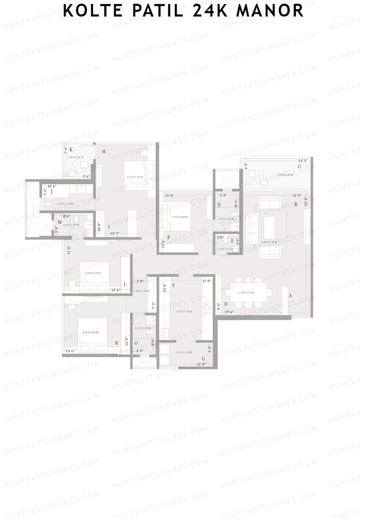 Kolte Patil 24K Manor Tower A Unit 1 (Type 2B) Floor Plan