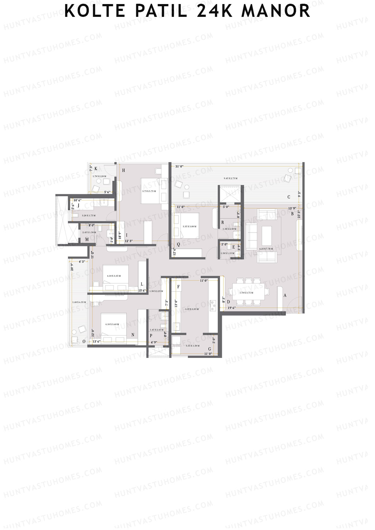 Kolte Patil 24K Manor Tower A Unit 1 (Type 2B) Floor Plan