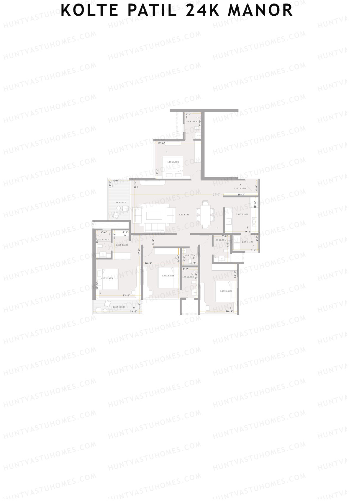 Kolte Patil 24K Manor Tower B Unit 4 (Type 2A) Floor Plan