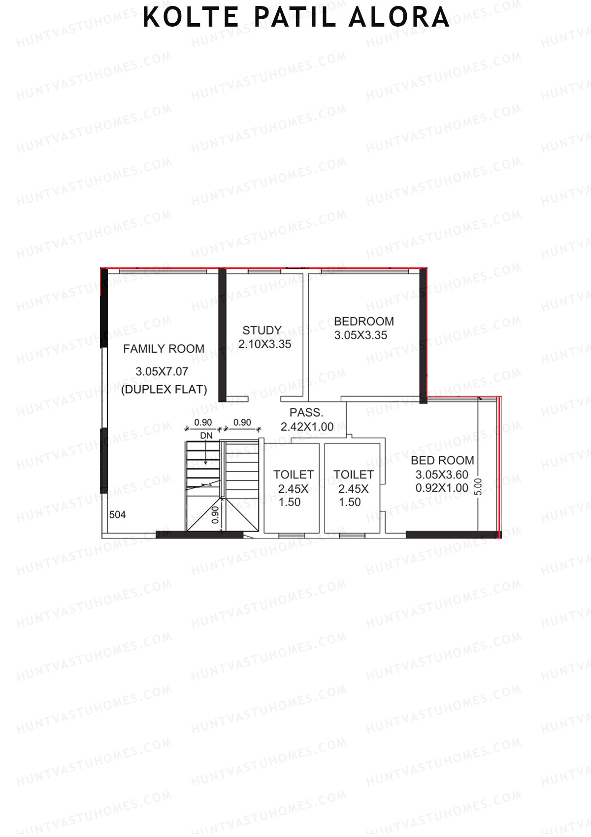 Kolte Patil Alora, Wing B, Unit 4 (Type DU), 4BHK, Carpet Area 1488   sq ft 