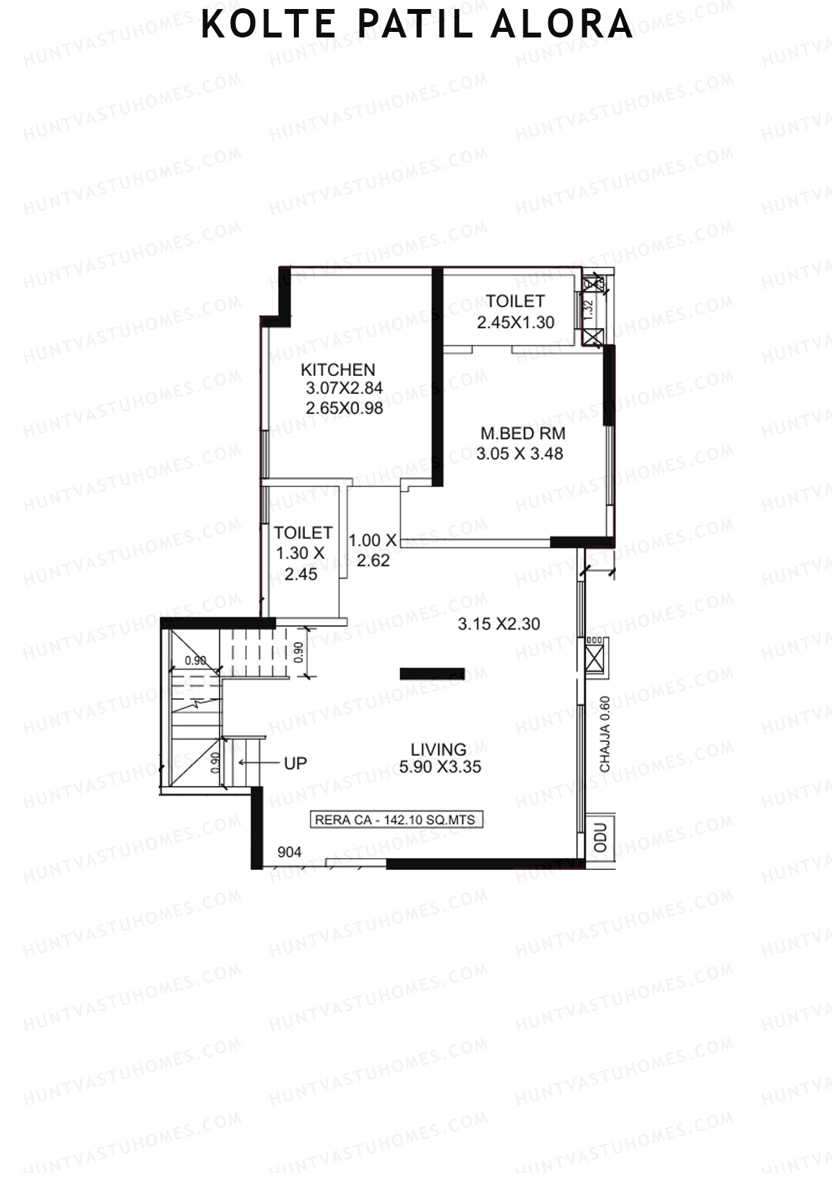 Kolte Patil Alora, Wing E, Unit 4 (Type DU), 3BHK, Carpet Area 1529   sq ft 