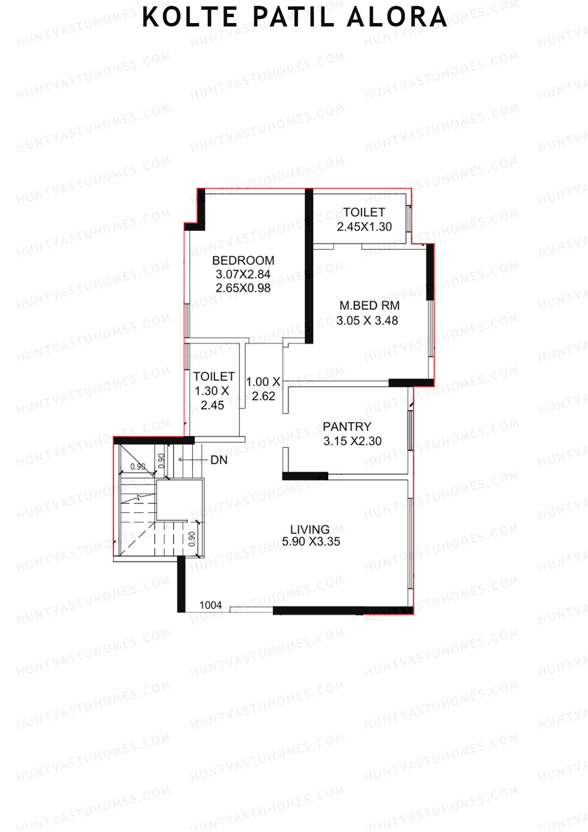 Kolte Patil Alora, Wing E, Unit 4 (Type DU), 3BHK, Carpet Area 1529   sq ft 