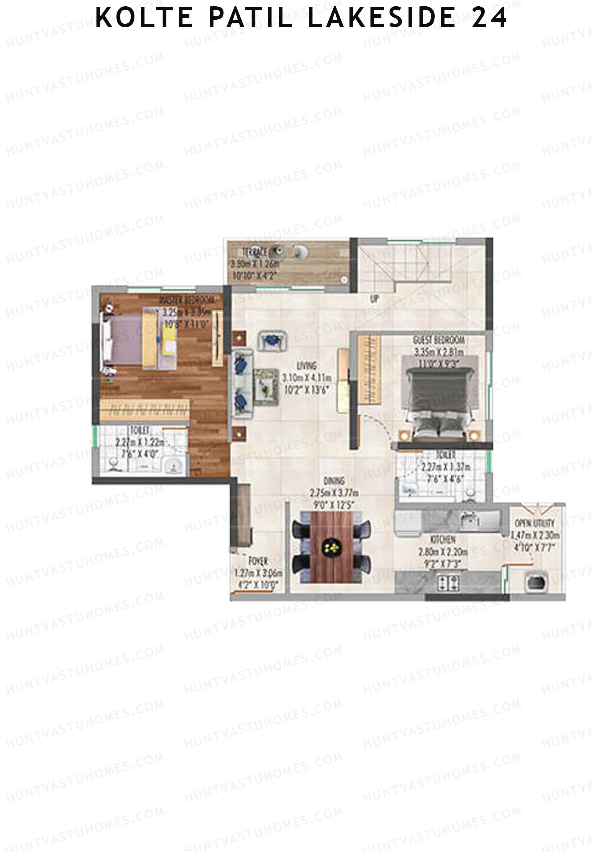 Kolte Patil Lakeside 24 Tower 1 Unit 1 ( Duplex) Floor Plan