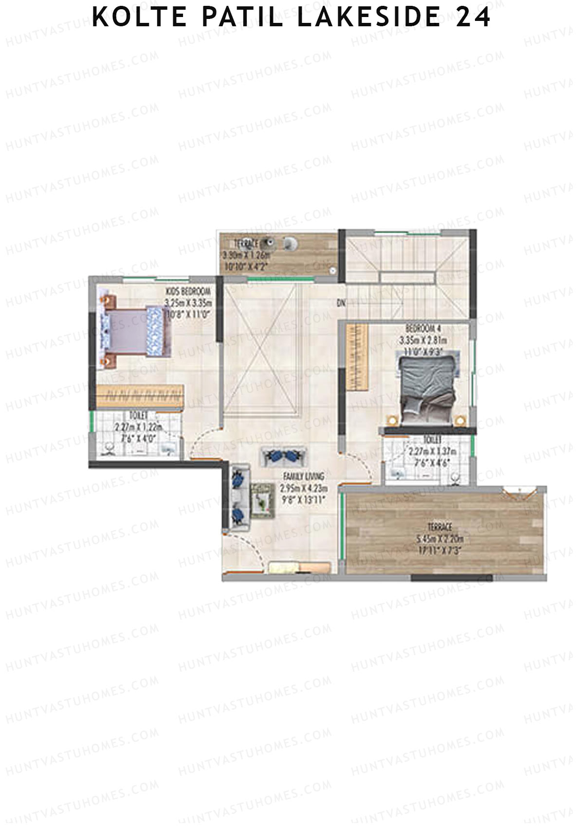 Kolte Patil Lakeside 24 Tower 1 Unit 1 ( Duplex) Floor Plan