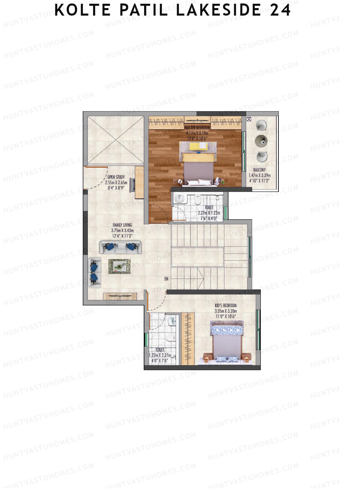 Kolte Patil Lakeside 24 Tower 1 Unit 2 (Duplex) Floor Plan