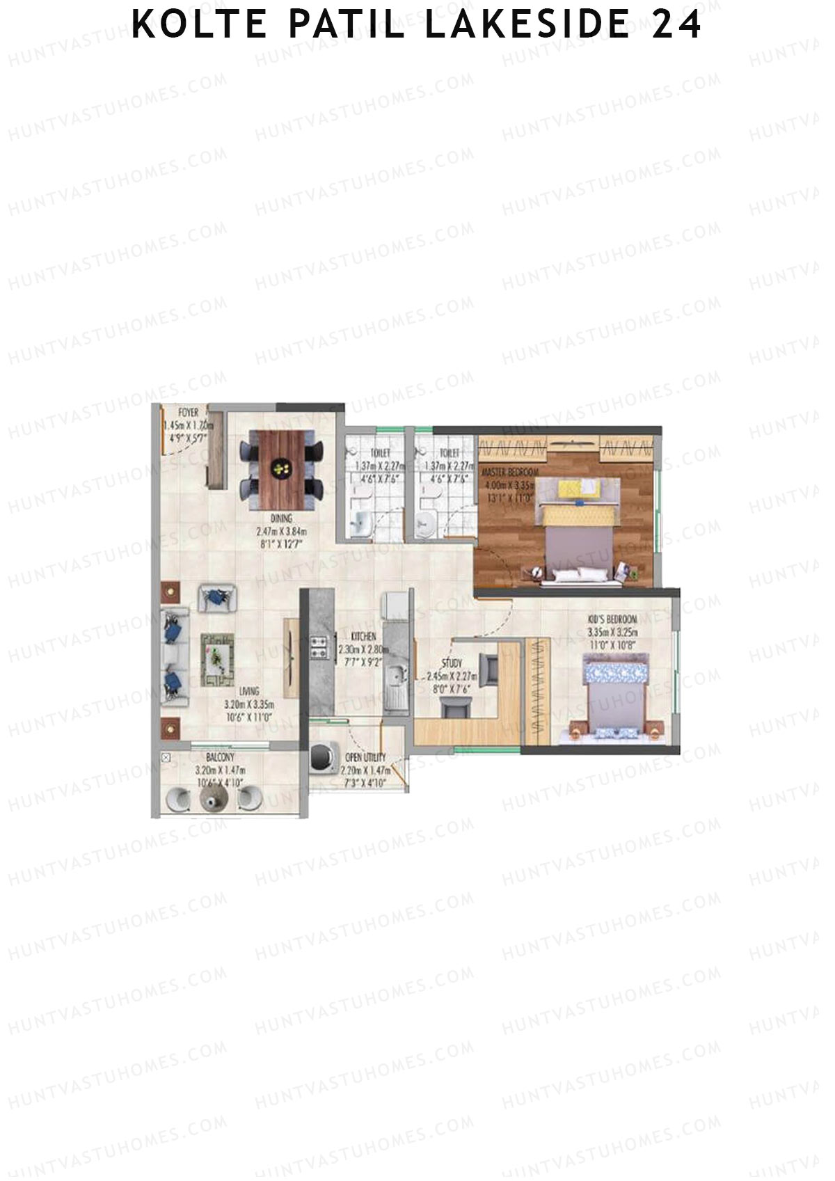 Kolte Patil Lakeside 24 Tower 1 Unit 3 (Type C) Floor Plan