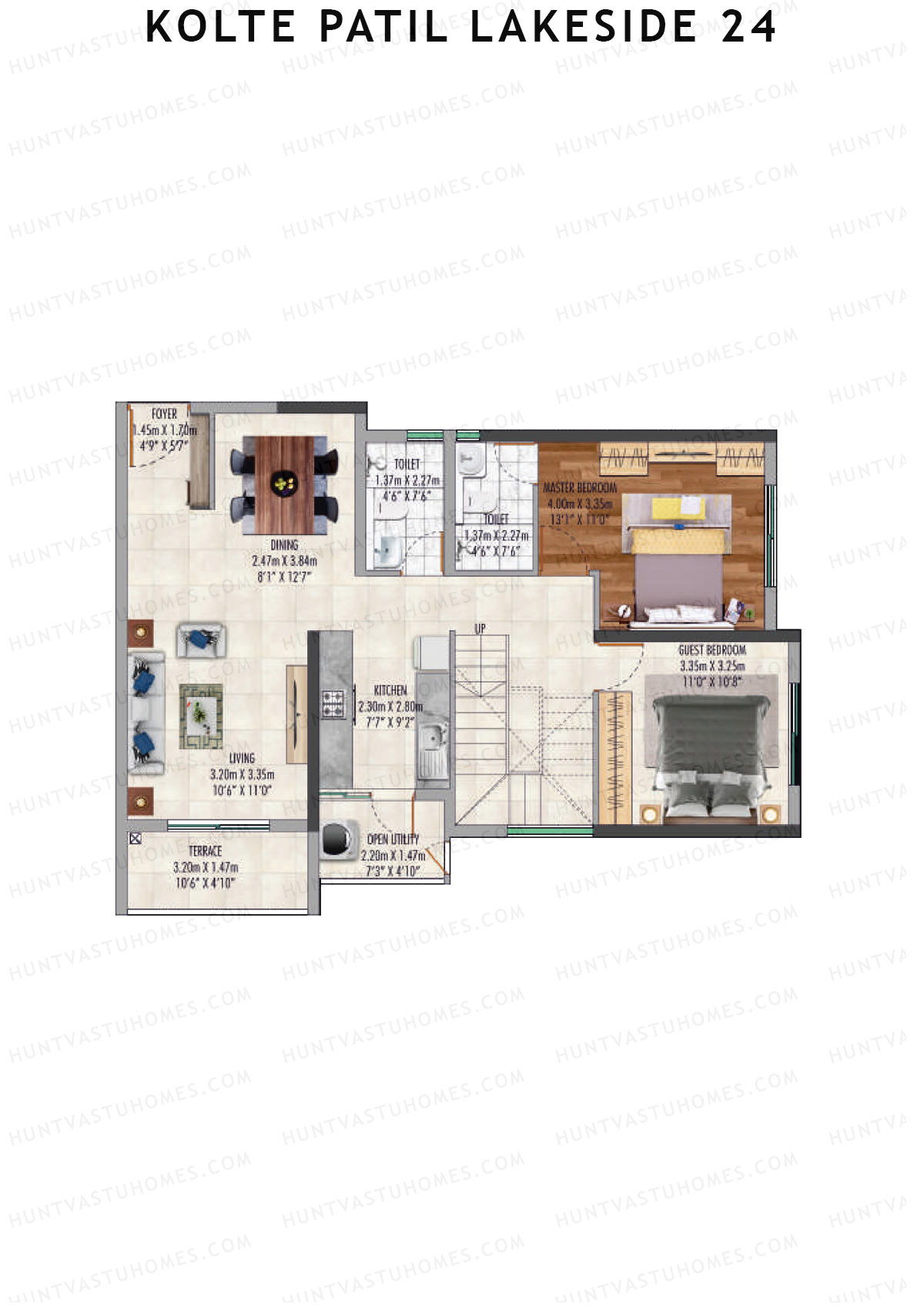 Kolte Patil Lakeside 24 Tower 1 Unit 3 (Duplex) Floor Plan