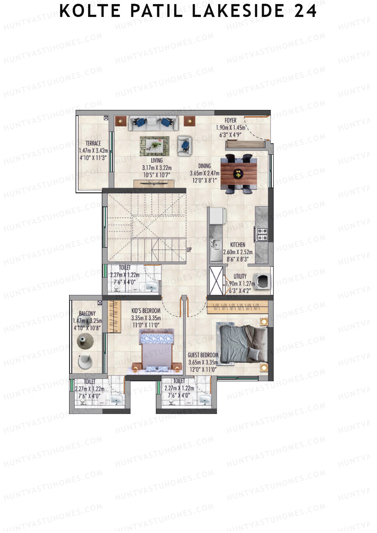 Kolte Patil Lakeside 24 Tower 1 Unit 5 ( Duplex) Floor Plan