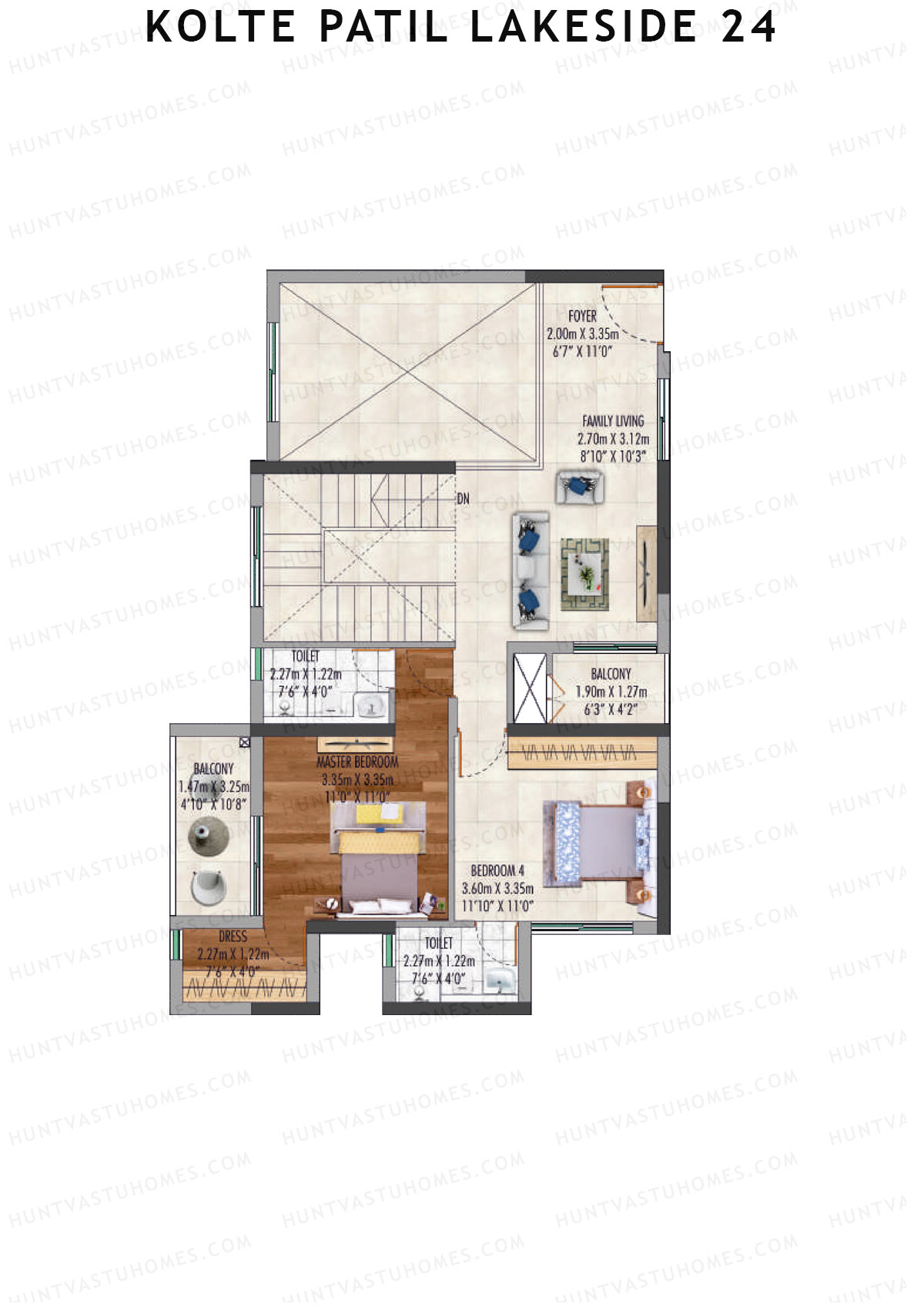 Kolte Patil Lakeside 24 Tower 1 Unit 5 ( Duplex) Floor Plan