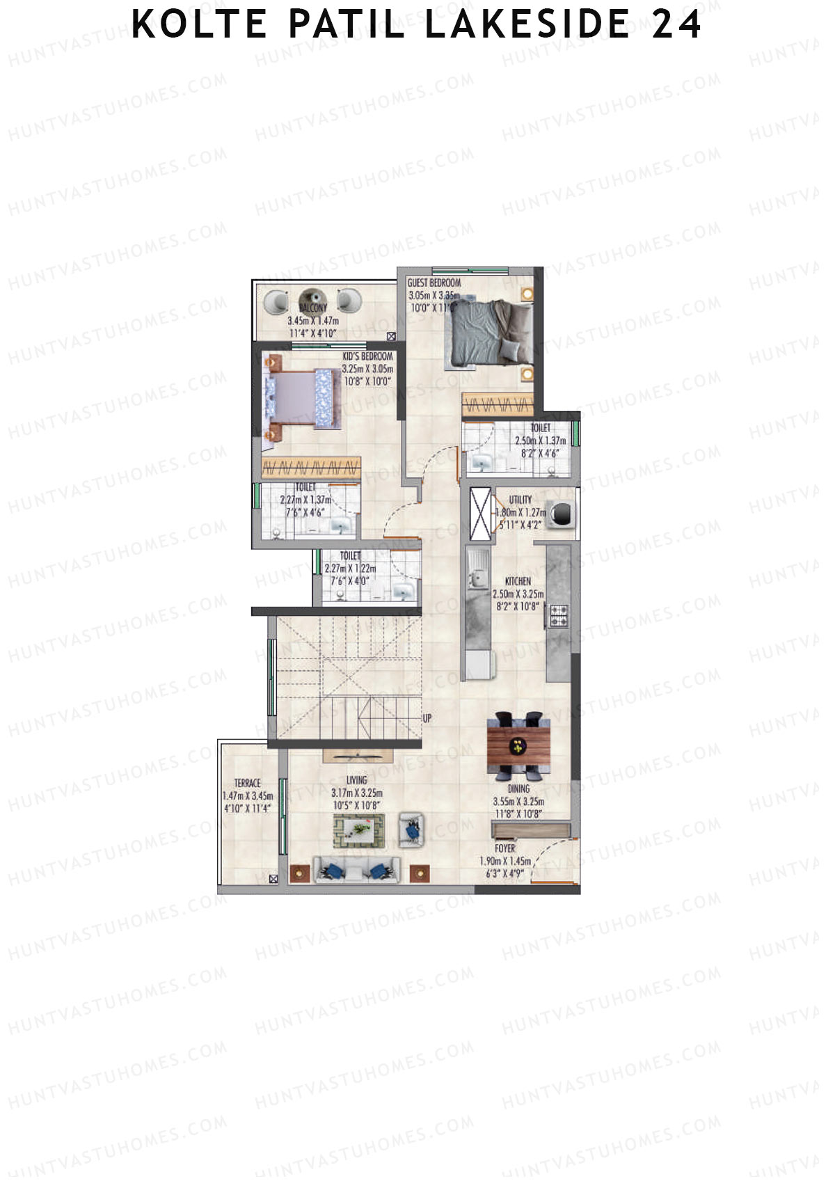 Kolte Patil Lakeside 24 Tower 1 Unit 6 (Duplex) Floor Plan