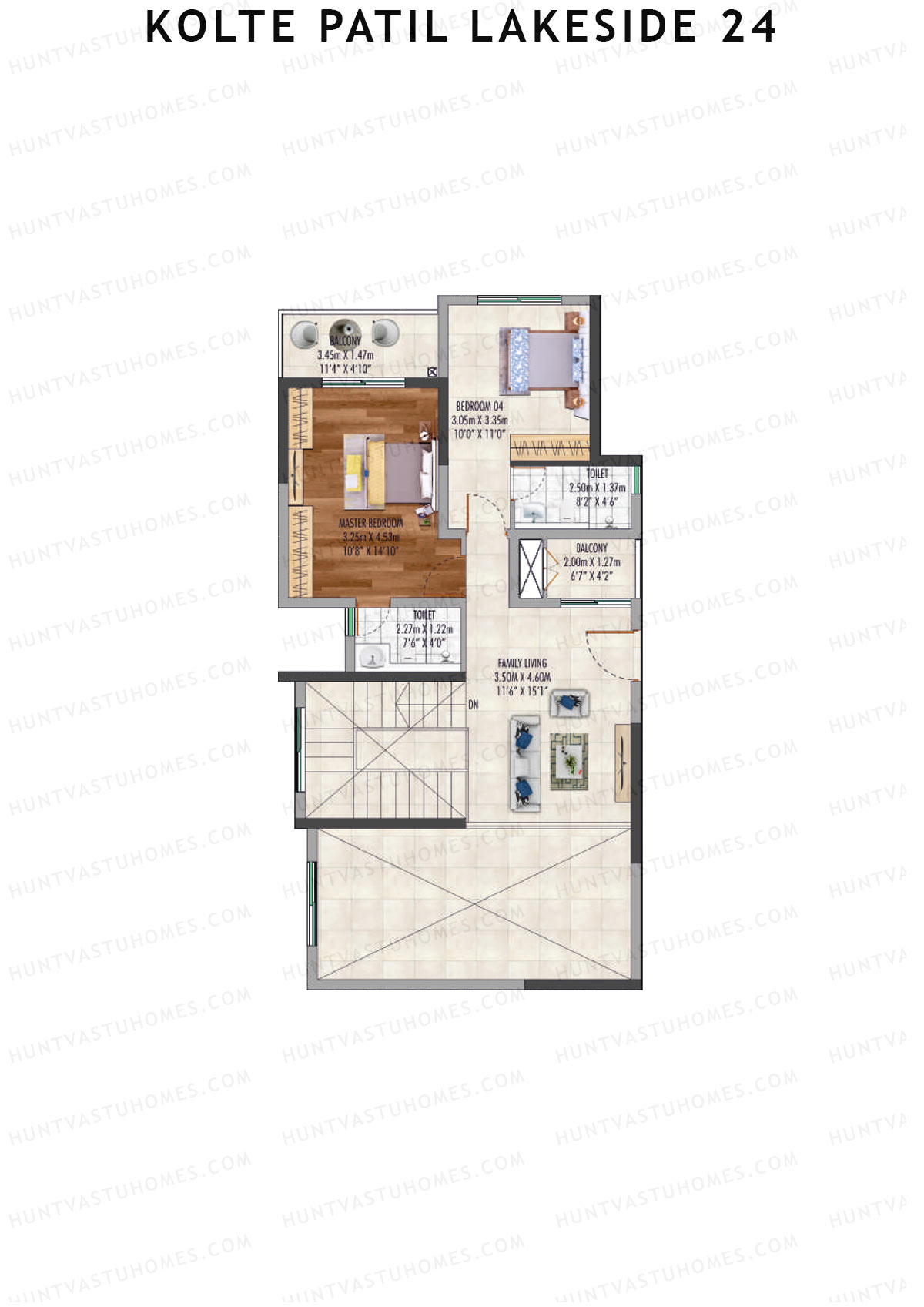 Kolte Patil Lakeside 24 Tower 1 Unit 6 (Duplex) Floor Plan