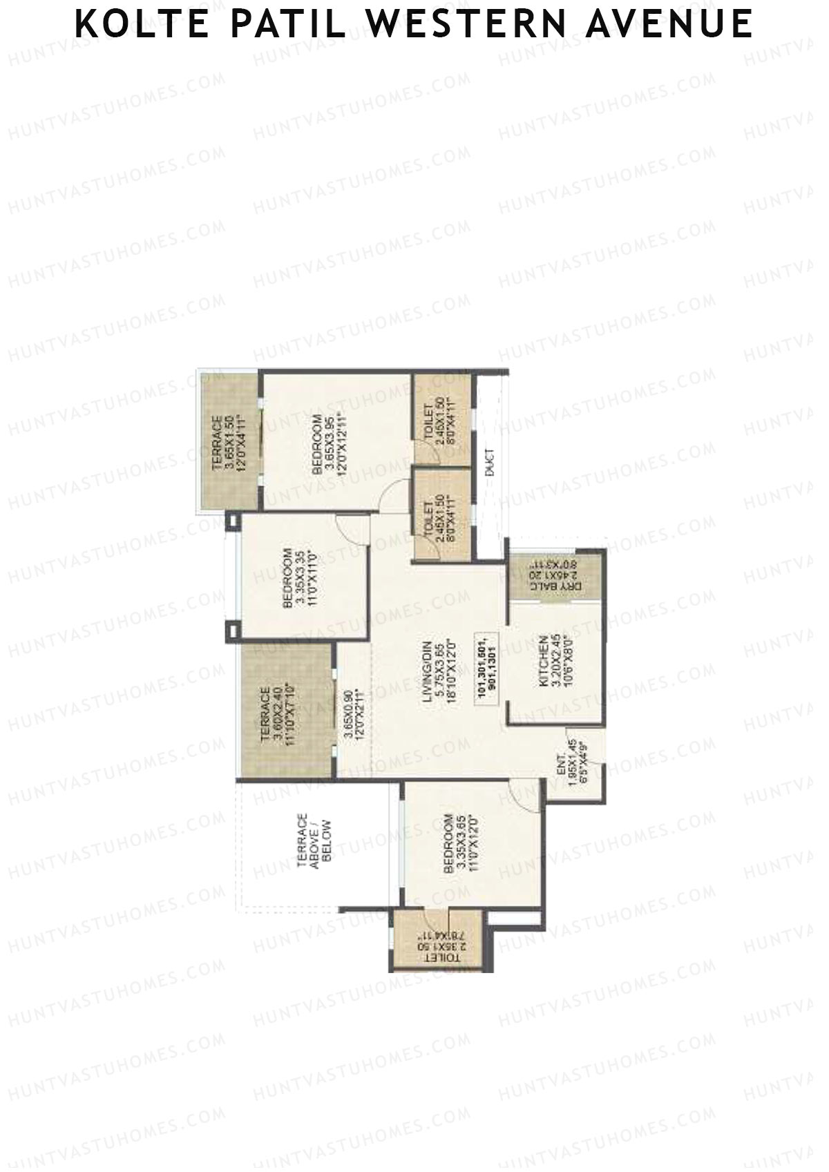 Kolte Patil Western Avenue Tower C Unit 1 Floor Plan