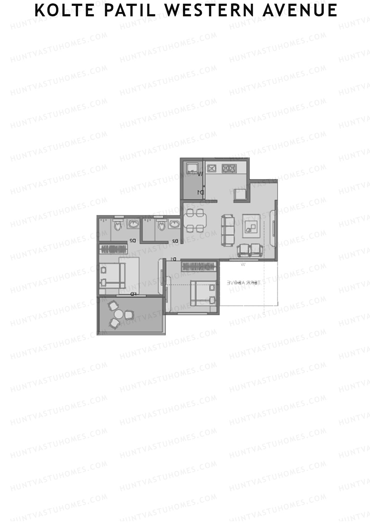 Kolte Patil Western Avenue, Tower E, Unit 6, 2BHK, Carpet Area 567   sq ft 