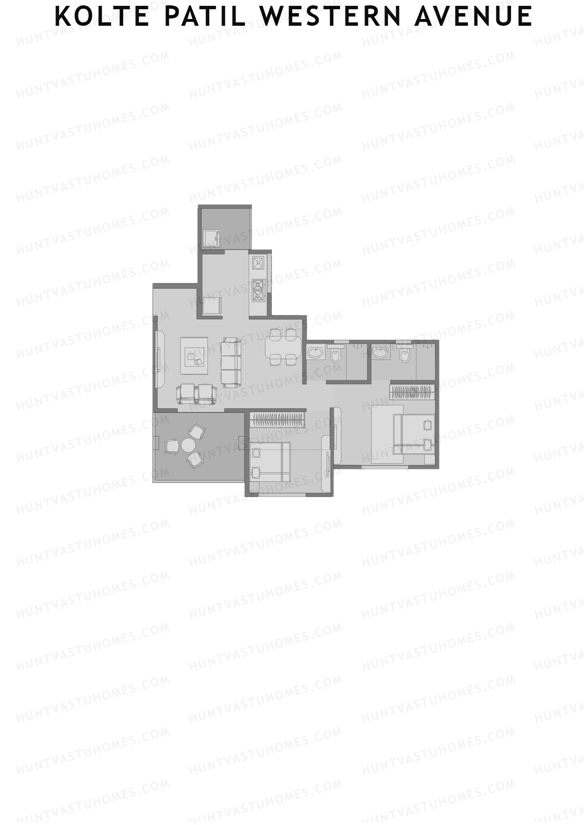 Kolte Patil Western Avenue, Tower E, Unit 7, 2BHK, Carpet Area 567   sq ft 