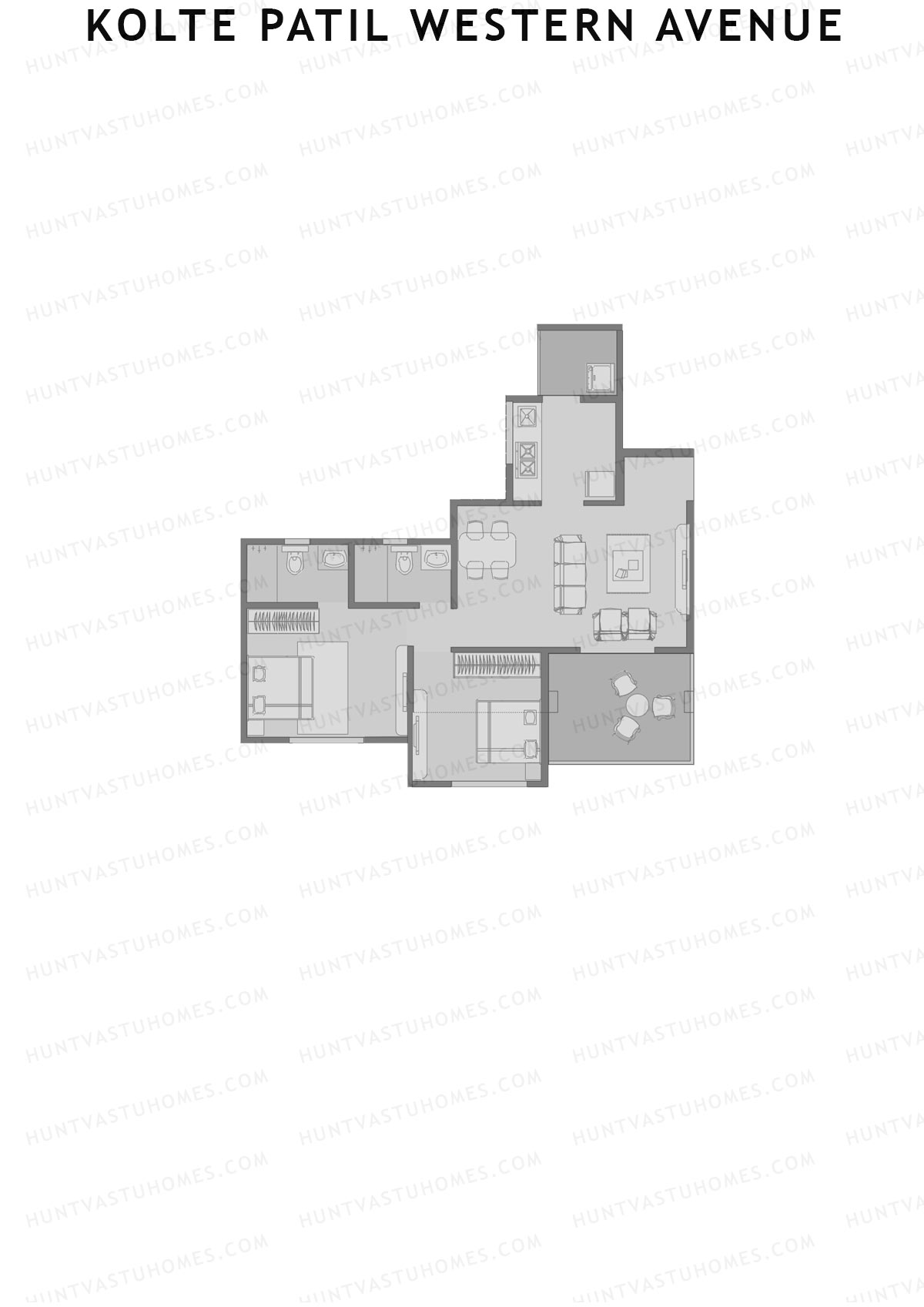 Kolte Patil Western Avenue, Tower F, Unit 6, 2BHK, Carpet Area 567   sq ft 