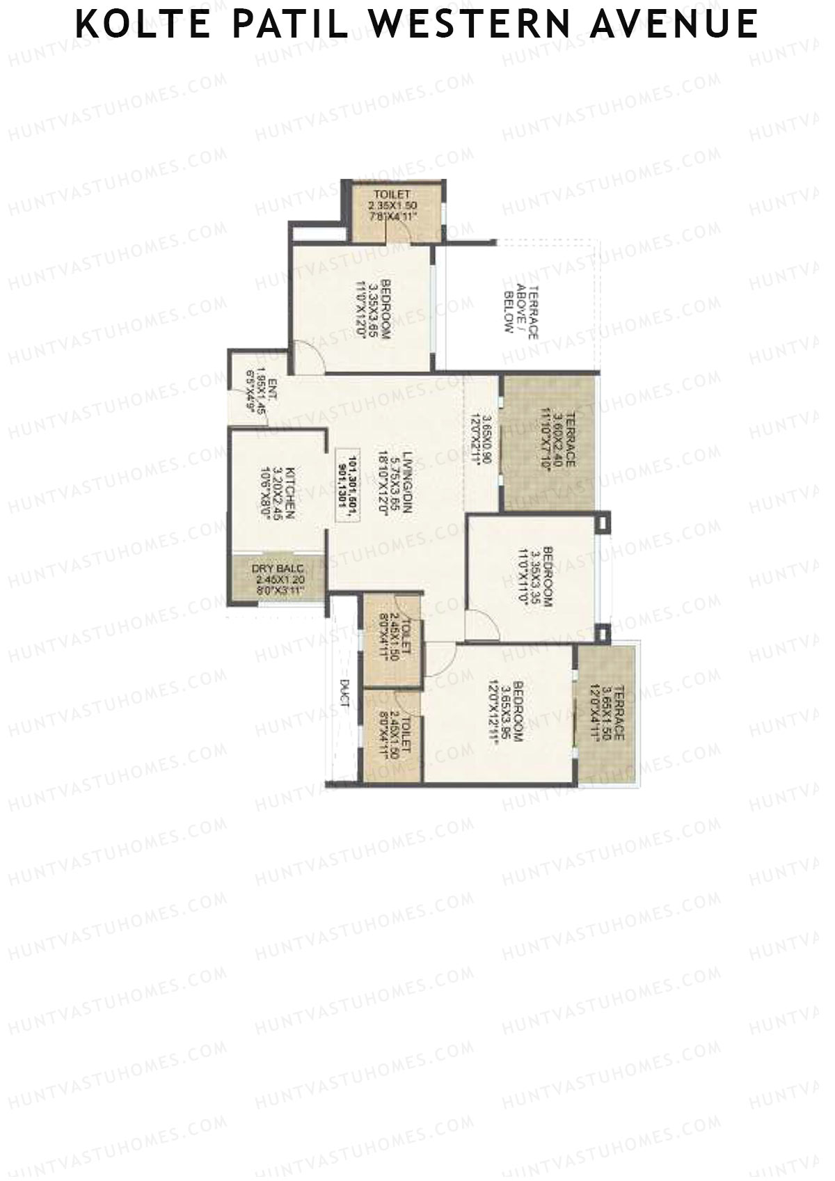 Kolte Patil Western Avenue Tower H Unit 1 Floor Plan