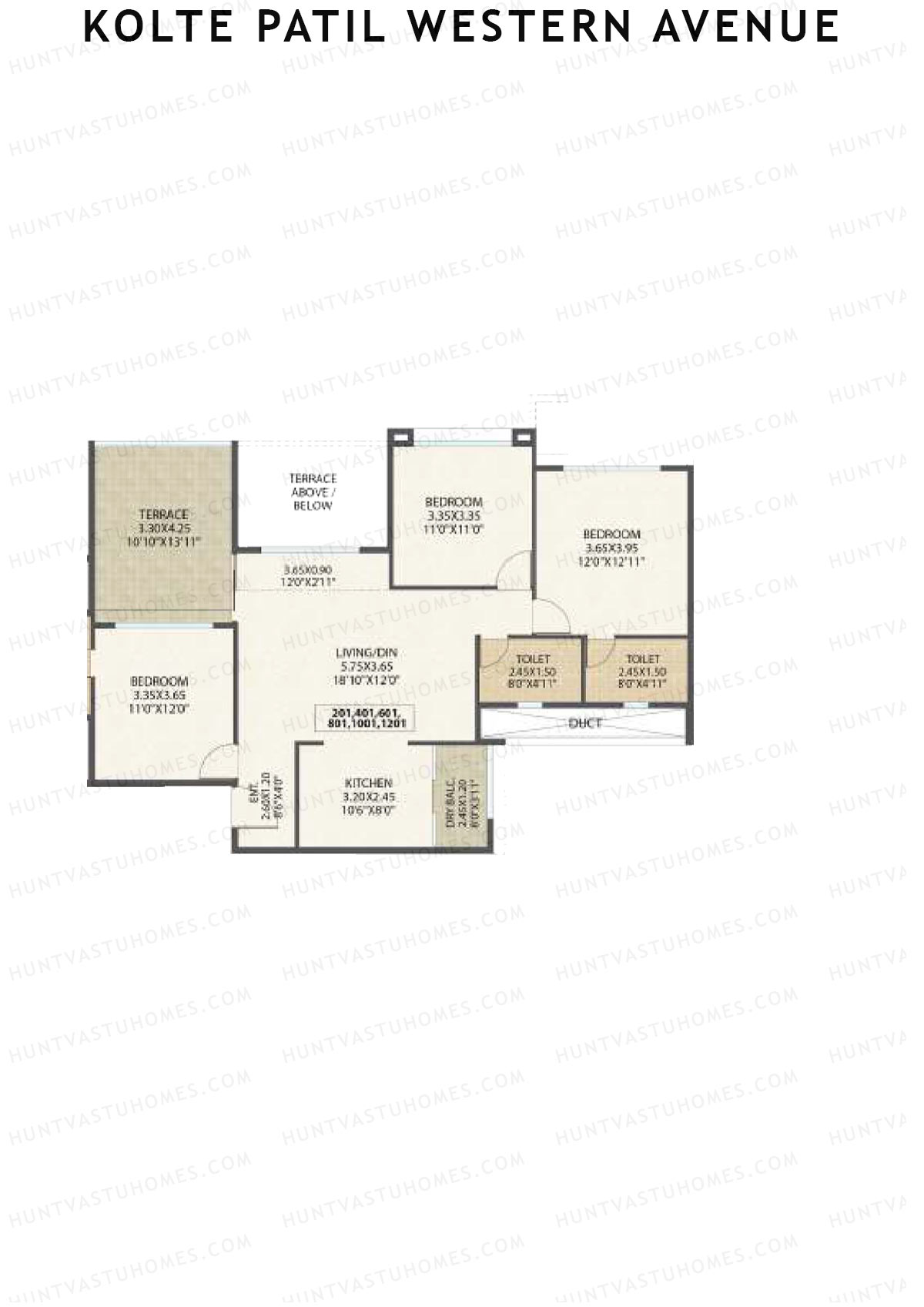 Kolte Patil Western Avenue Tower I Unit 1 Floor Plan