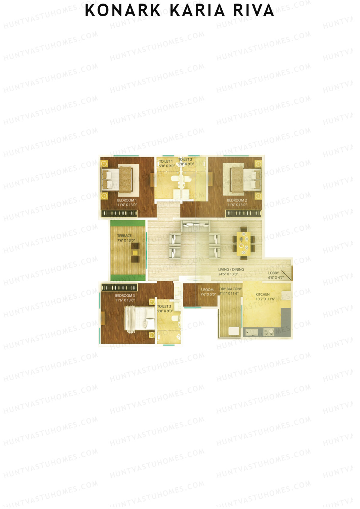 Konark Karia Riva Tower A Unit 1 Floor Plan