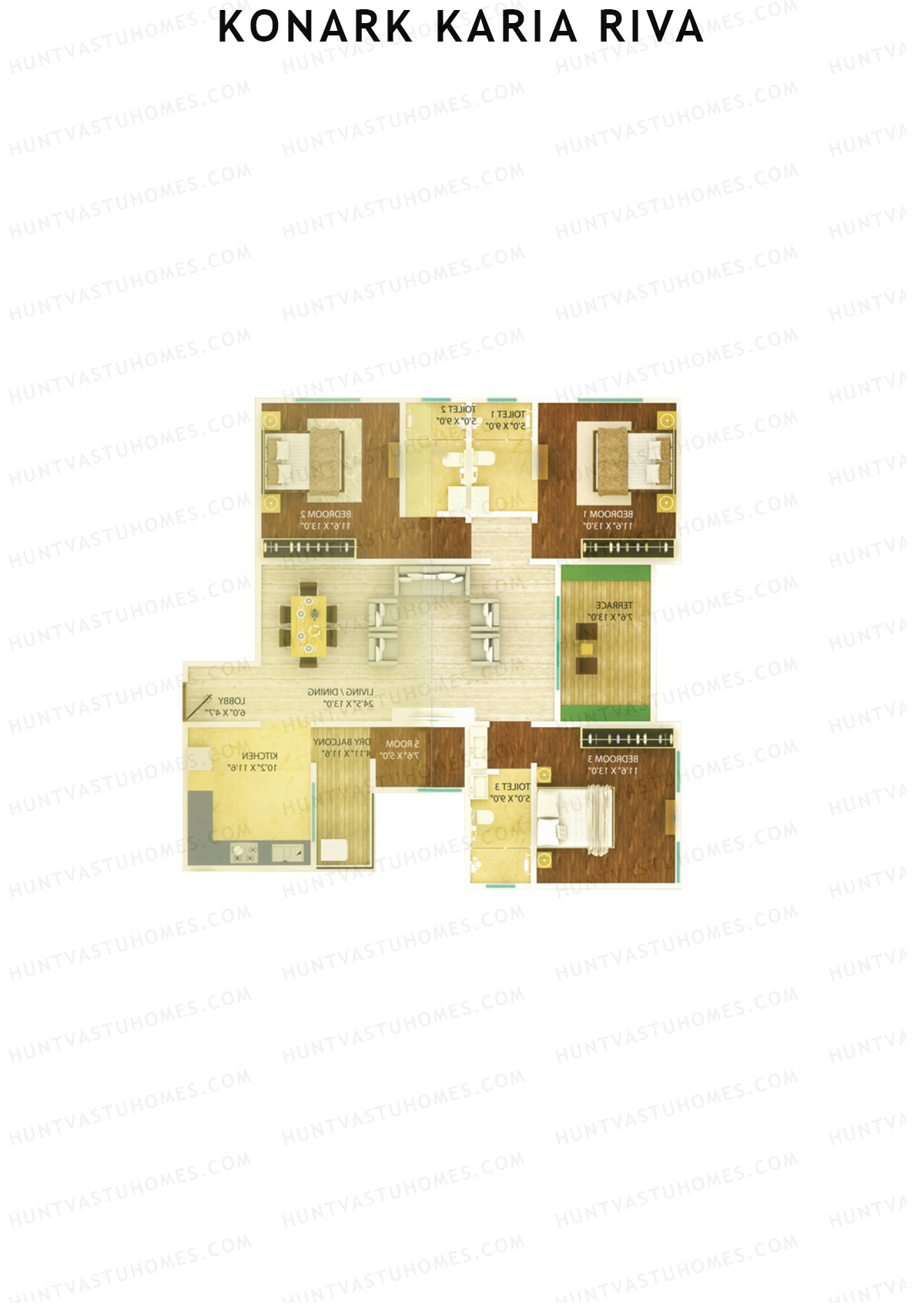 Konark Karia Riva Tower A Unit 3 Floor Plan