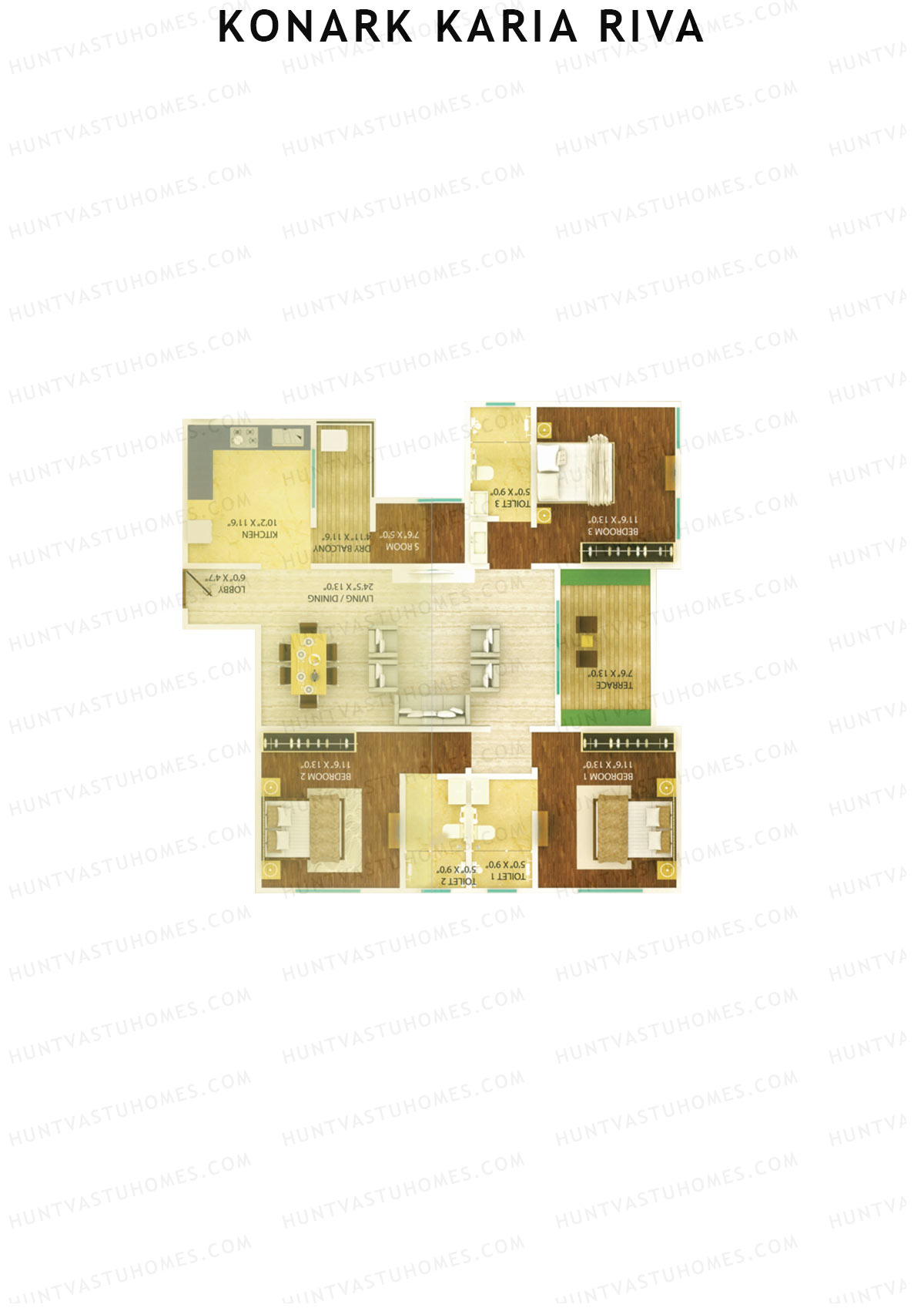 Konark Karia Riva Tower A Unit 4 Floor Plan