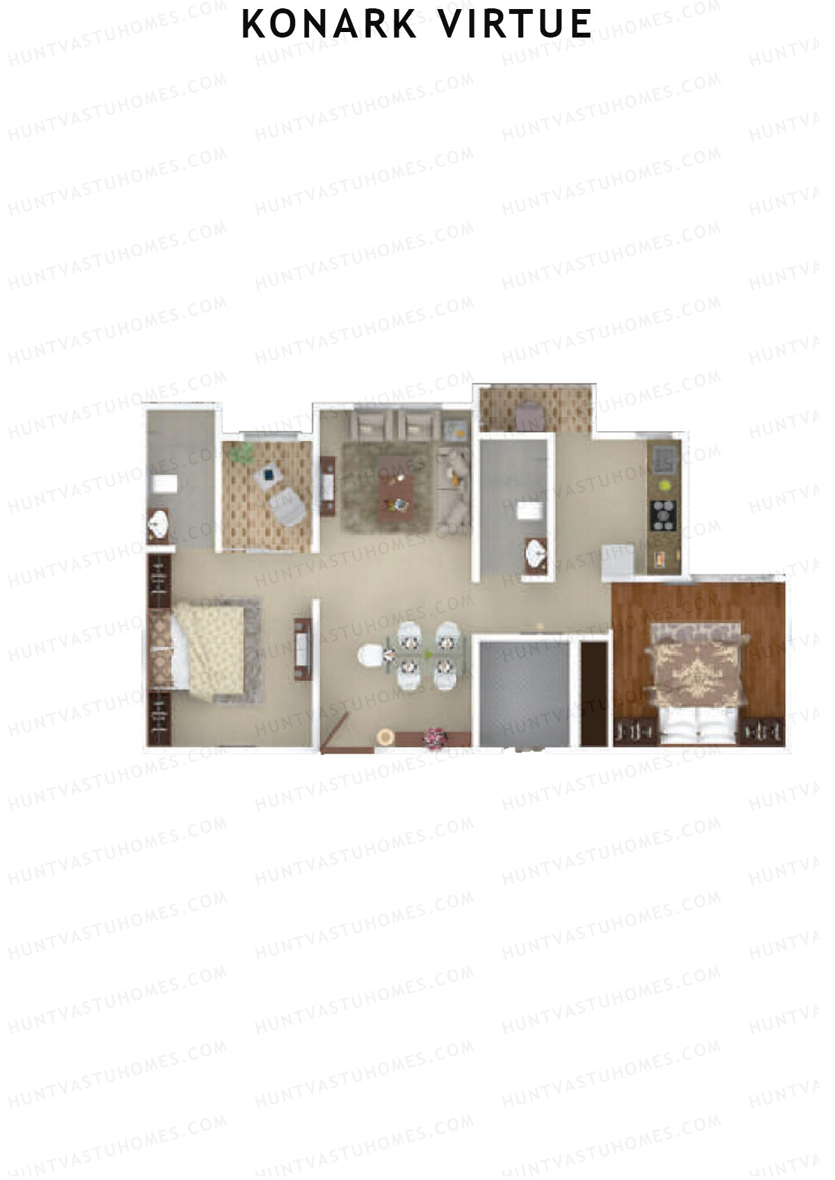Konark Virtue Tower 1 Unit 3 Floor Plan